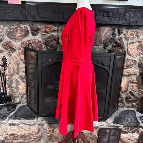 MIUSOL Retro Style Fit & Flare Stretchy Dress Red Classic Romantic Rockabilly XL - Picture 2 of 10